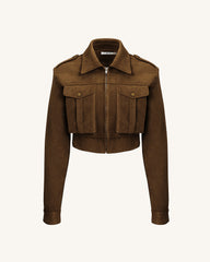 Adeline Faux Suede Jacket - Brown