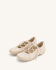 Caitlin Lace-up Ballerina Sneakers - Beige