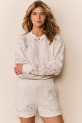 Abrah Bandana Eyelet Fleece Shorts