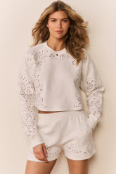 Abrah Bandana Eyelet Fleece Shorts