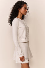 Leda Bandana Eyelet Knit Cardigan