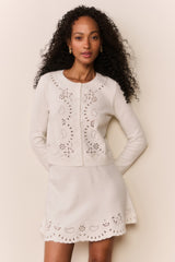 Leda Bandana Eyelet Knit Cardigan