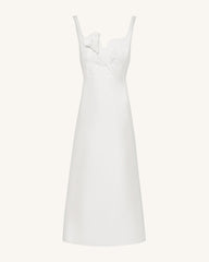 3D Vine-Appliqué Asymmetric Sweetheart Gown - White