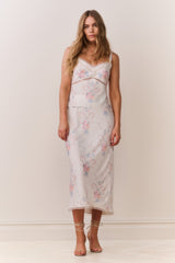 Kalo Floral Bow Print Slip Skirt