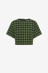 Indie Tweed Sleeve Top - Houndstooth