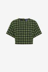 Indie Tweed Sleeve Top - Houndstooth