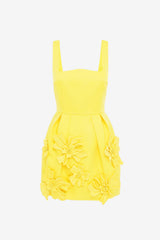 Piper Floral Appliqué Bell Shape Mini Dress - Sunshine