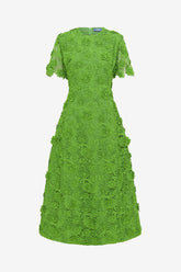 Caroline Lace Short Sleeve Midi Dress - Fern