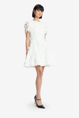 Elyse Lace Short Sleeve Mini Dress - Snow