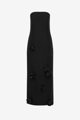 Rayna Embellished Wool Blend Bustier Maxi Dress - Ebony