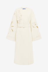 Celestine Appliqué Wool Coat - Snow