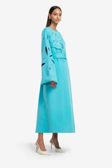 Celestine Appliqué Wool Coat - Aqua