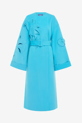 Celestine Appliqué Wool Coat - Aqua