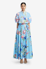 Rhiannan Skirt - Garden Print in Baby Blue