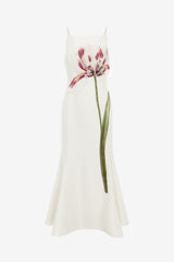 Regina Embellished Wool Blend Midi Dress - Snow