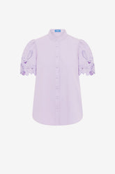 Amelie Appliqué Shirt Top - Lilac