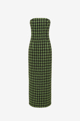 Rayna Tweed Bustier Maxi Dress - Houndstooth