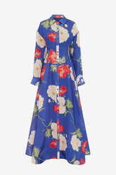 Josephine Silk Gown - Poppy Print