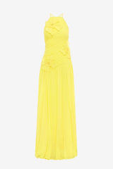 Amya Floral Appliqué Gown - Sunshine