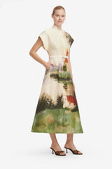 Aubrey Shirt Midi Dress - Serene Print