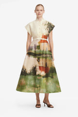 Aubrey Shirt Midi Dress - Serene Print