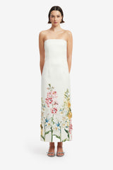 Rayna Embroidered Maxi Dress - Snapdragon Print in Snow