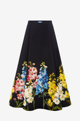 Elina Maxi Skirt - Snapdragon Print in Ebony
