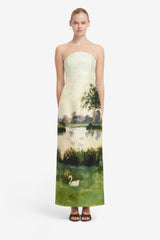 Ava Jacquard Bustier Maxi Dress - Serene Print