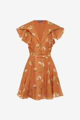 Isla Mini Dress - Lily Print in Ochre
