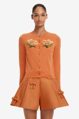 Claire Embellished Cashmere Blend Cardigan - Ochre