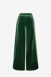Elisha Velvet Wide Leg Pants - Forest