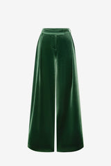Elisha Velvet Wide Leg Pants - Forest
