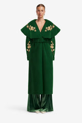 Joan Embellished Wool Coat - Forest