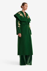 Joan Embellished Wool Coat - Forest