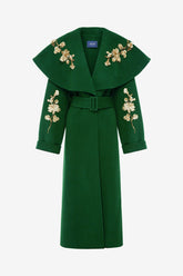 Joan Embellished Wool Coat - Forest