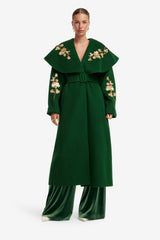 Joan Embellished Wool Coat - Forest