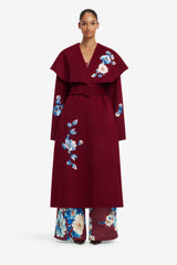 Joan Embroidered Wool Coat - Cosmos Print