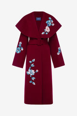 Joan Embroidered Wool Coat - Cosmos Print