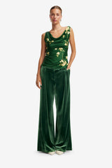Zuri Cowl Neck Top - Forest Print