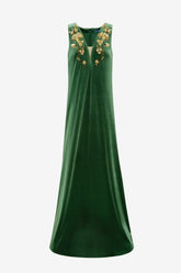 Agathy Velvet Embellished Gown - Forest