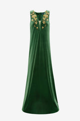 Agathy Velvet Embellished Gown - Forest