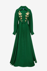 Josephine Embellished Silk Gown - Forest