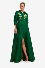 Josephine Embellished Silk Gown - Forest