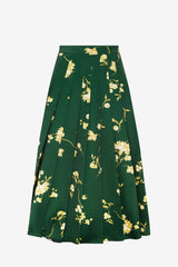 June Pleated Maxi Skirt - Forest Print