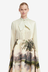 Cora Bow Blouse - Serene Print