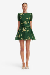 Elyse Short Sleeve Mini Dress - Forest Print