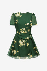 Elyse Short Sleeve Mini Dress - Forest Print