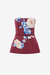 Nadia Embroidered Bustier Top - Cosmos Print