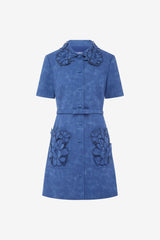 Ashley Appliqué Vegan Suede Mini Dress - Azure