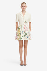 Brigitte Mini Dress - Snapdragon Print in Snow